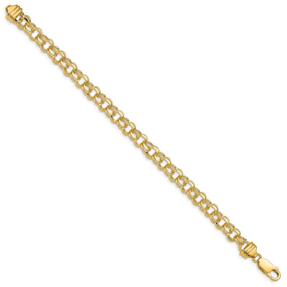 7 Inch 14K 7In 6.5mm Solid Double Link Charm Bracelet