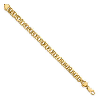 7 Inch 14K 7In 7.5mm Solid Double Link Charm Bracelet