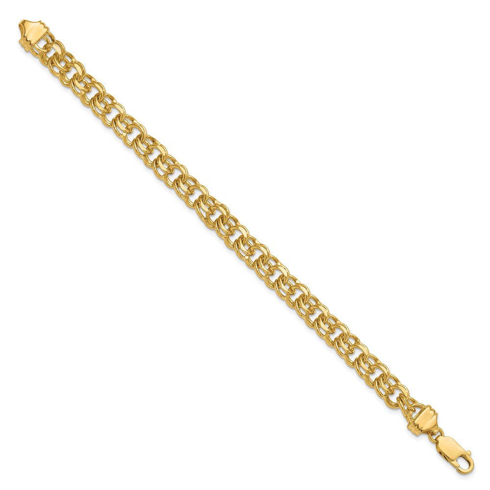 8 Inch 14K 8In 7.5mm Solid Double Link Charm Bracelet