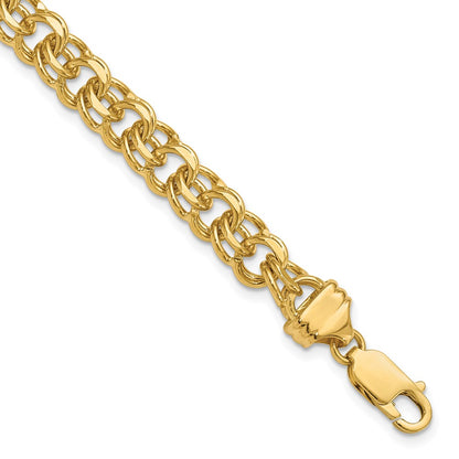 8 Inch 14K 8In 7.5mm Solid Double Link Charm Bracelet