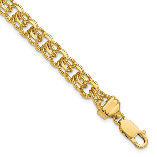 8 Inch 14K 8In 7.5mm Solid Double Link Charm Bracelet