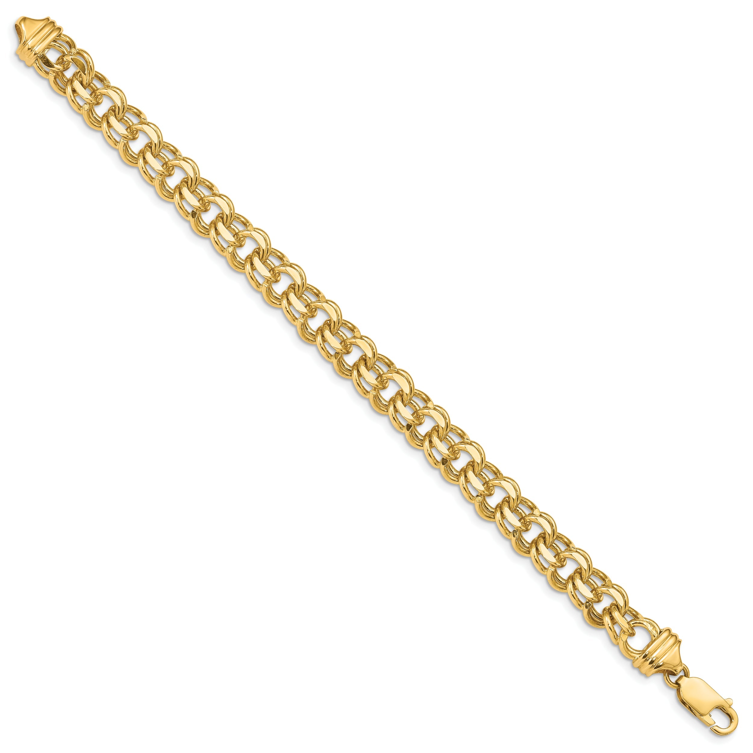8 Inch 14K 8In 8.5mm Solid Double Link Charm Bracelet