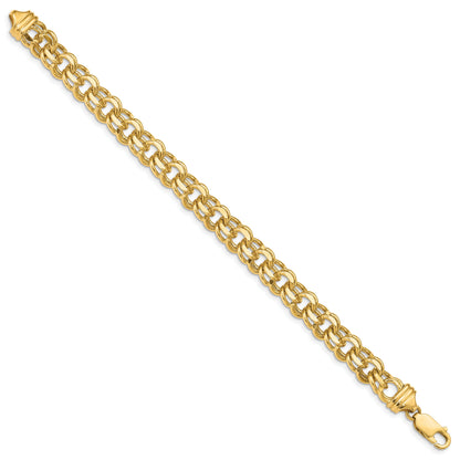8 Inch 14K 8In 8.5mm Solid Double Link Charm Bracelet
