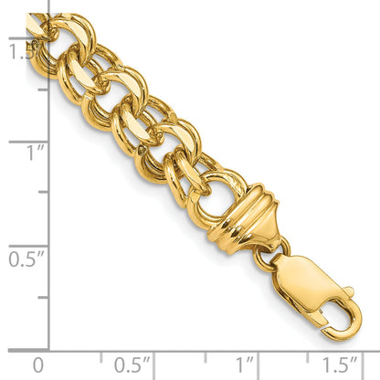 8 Inch 14K 8In 8.5mm Solid Double Link Charm Bracelet