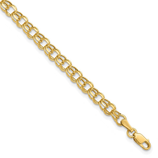 7 Inch 14K 7In 4.5mm Hollow Double Link Charm Bracelet