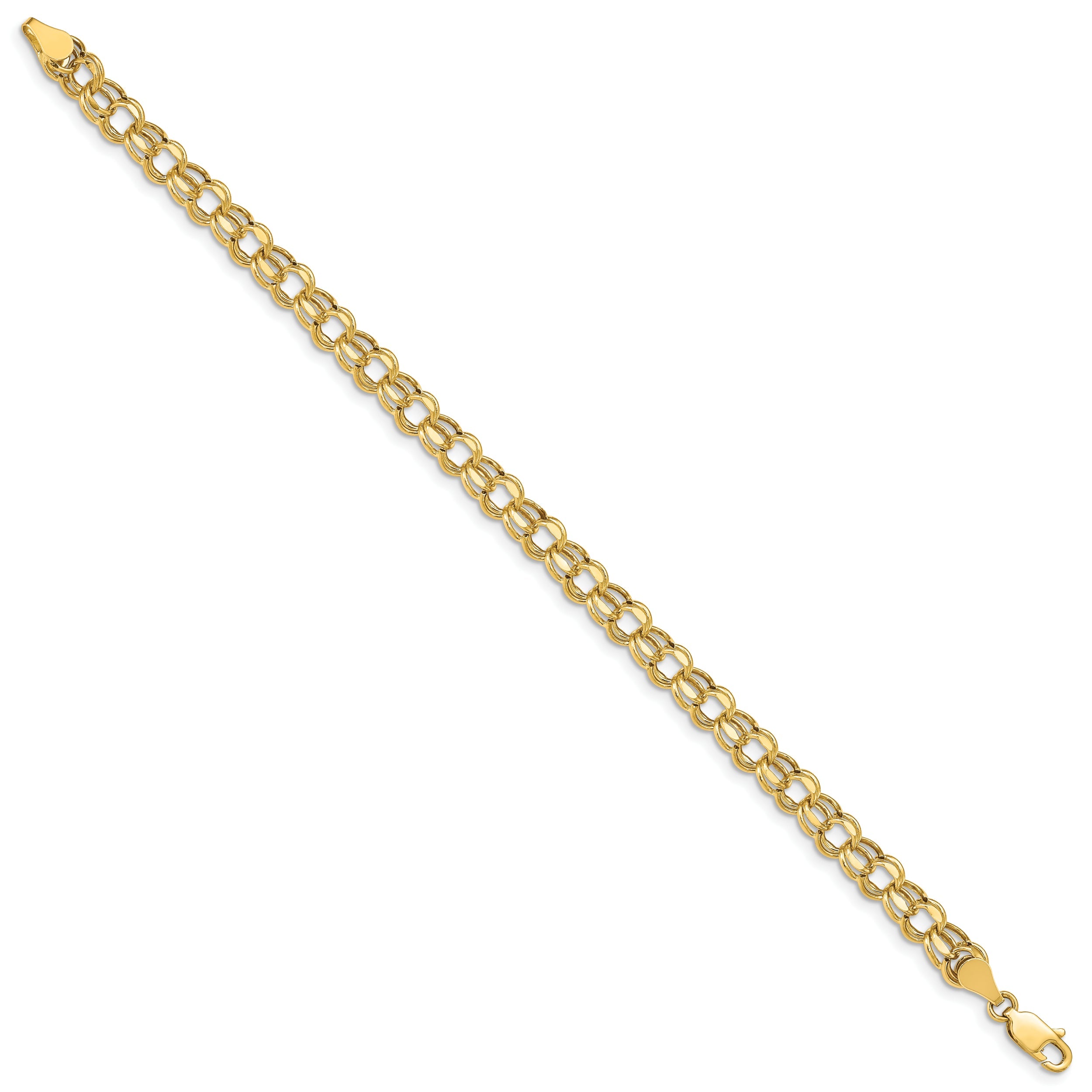 8 Inch 14K 8In 5.5mm Hollow Double Link Charm Bracelet