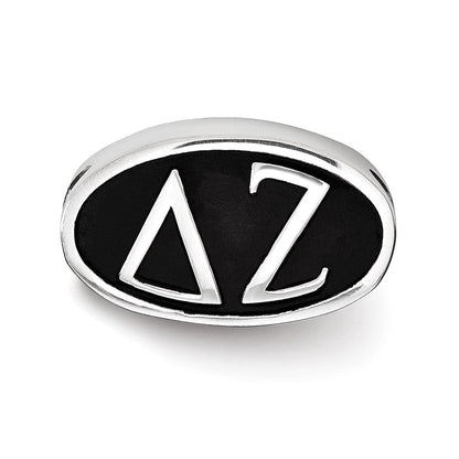 Sterling Silver Logoart Delta Zeta Oval Greek Letters Bead