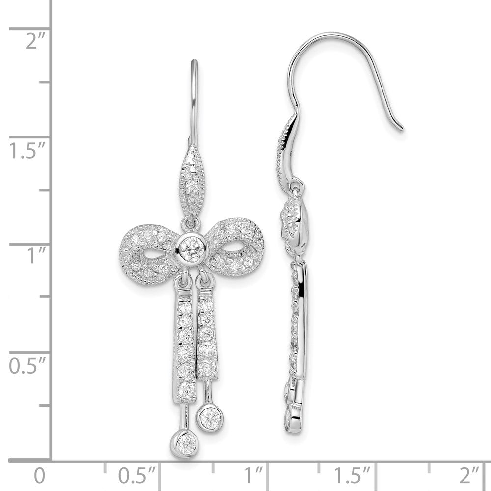 Sterling Silver Cz Bow French Wire Earrings