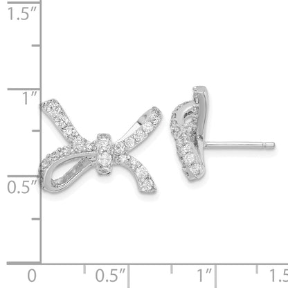 Sterling Silver Cheryl M Cz Bow Post Earrings