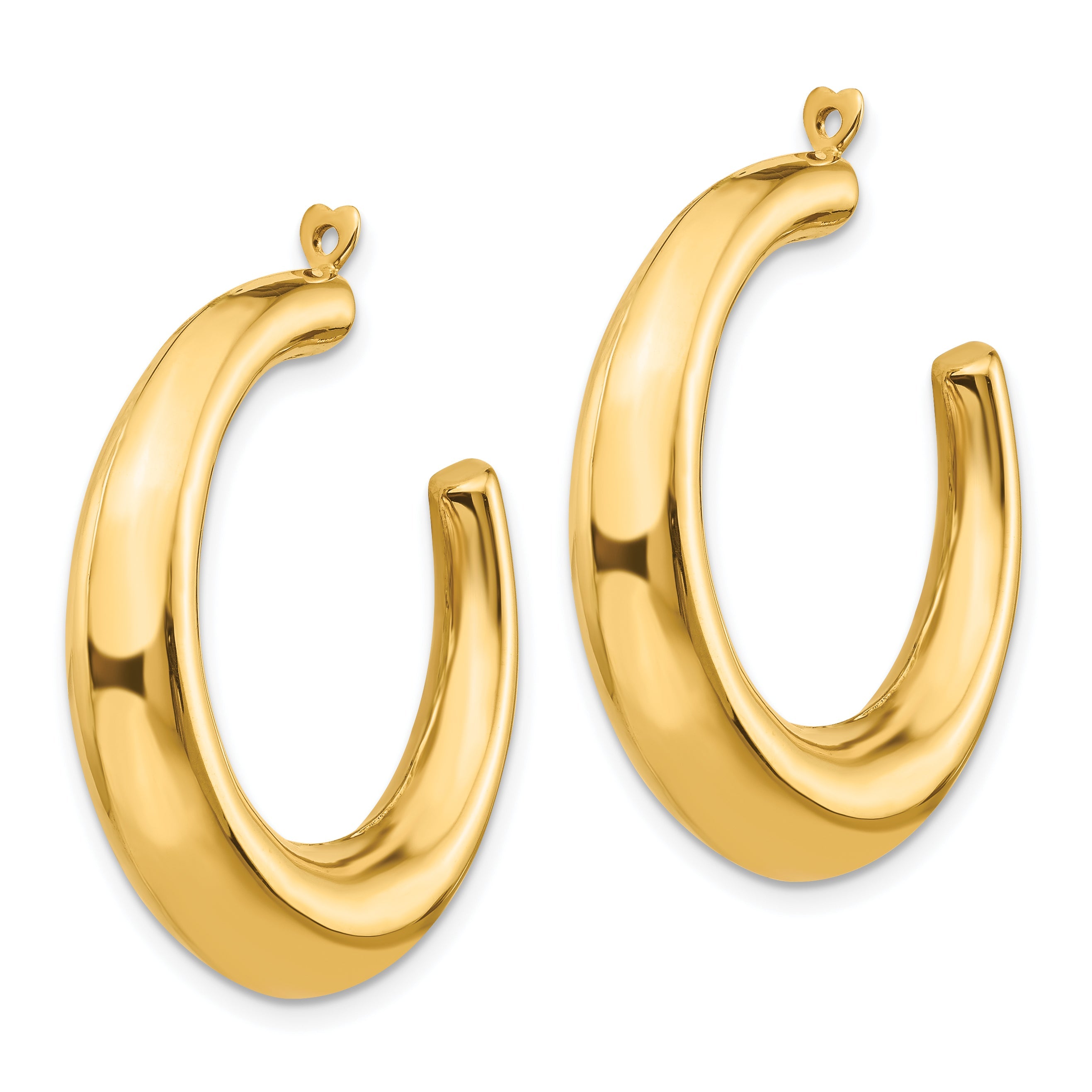 14K Yellow Gold Polished Hollow Hoop Earring Jackets