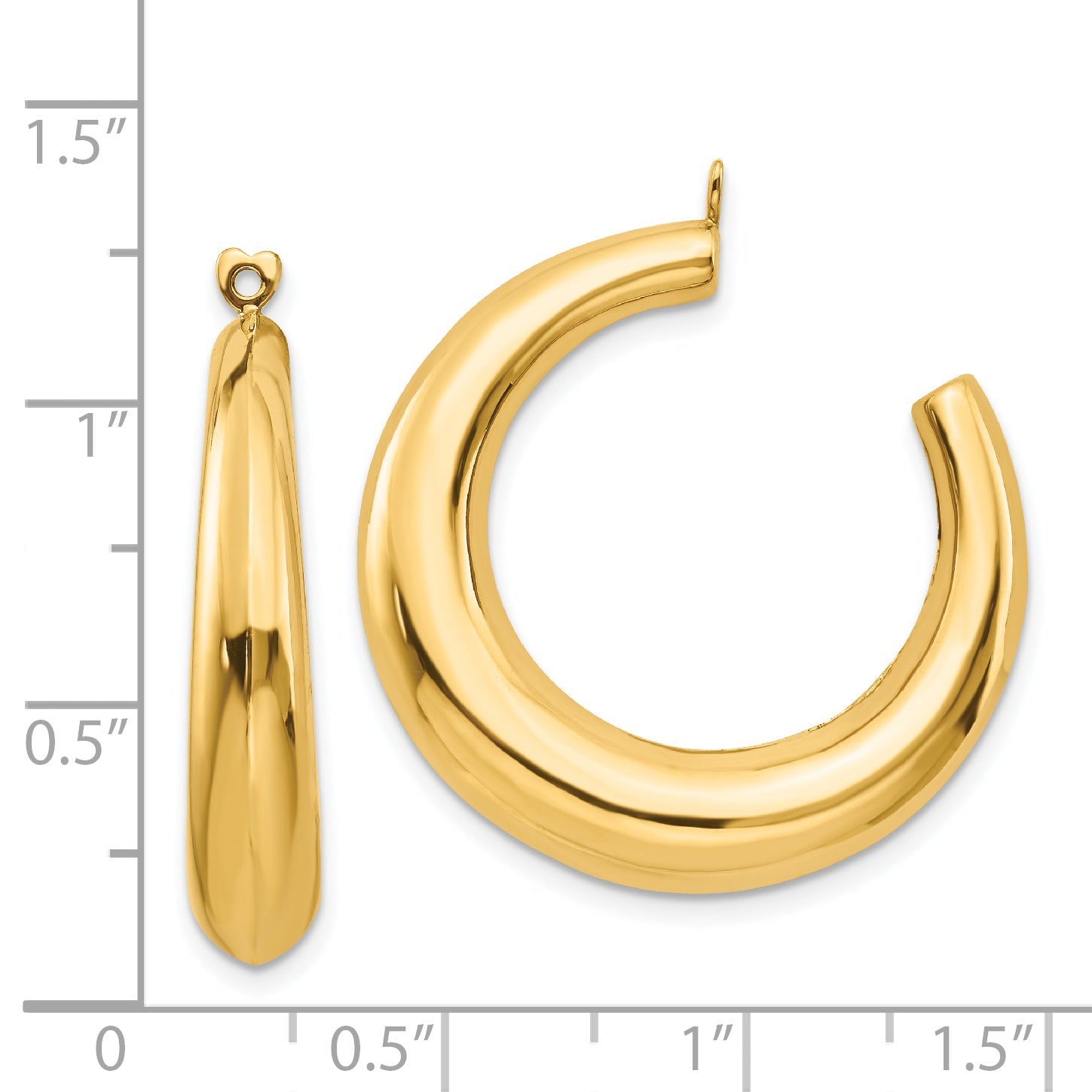 14K Yellow Gold Polished Hollow Hoop Earring Jackets