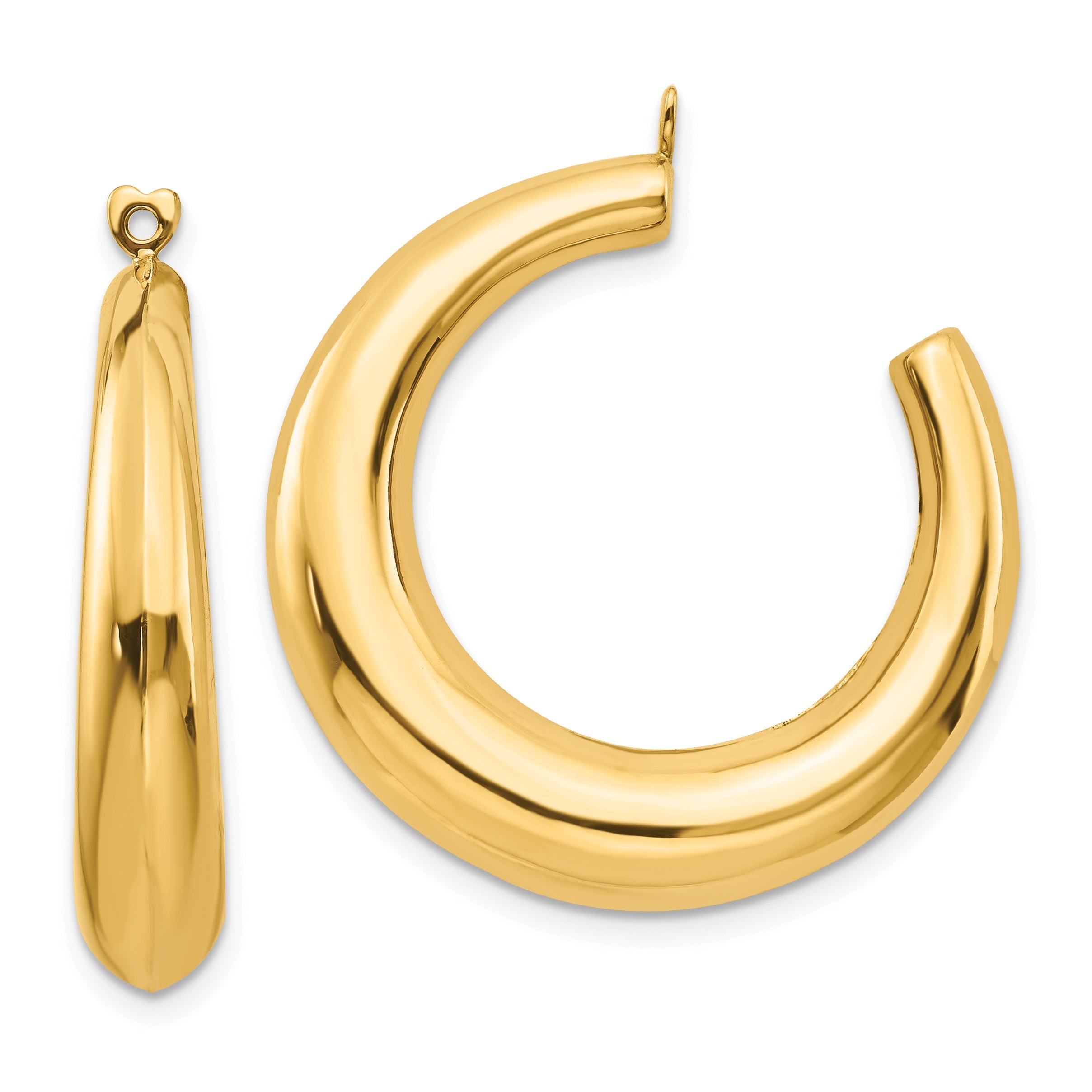 14K Yellow Gold Polished Hollow Hoop Earring Jackets