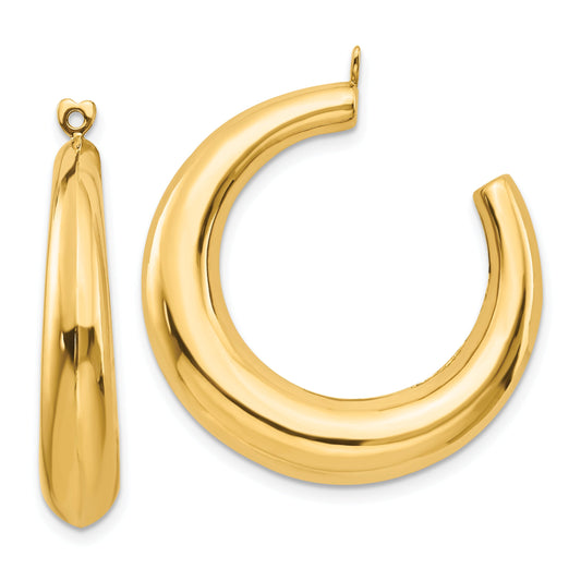 14K Yellow Gold Polished Hollow Hoop Earring Jackets