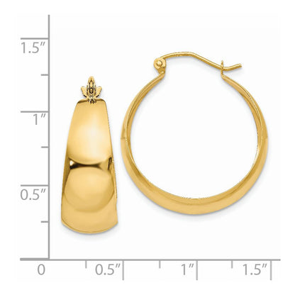 14K Yellow Gold Polished 10.5mm Tapered Hoop Earrings