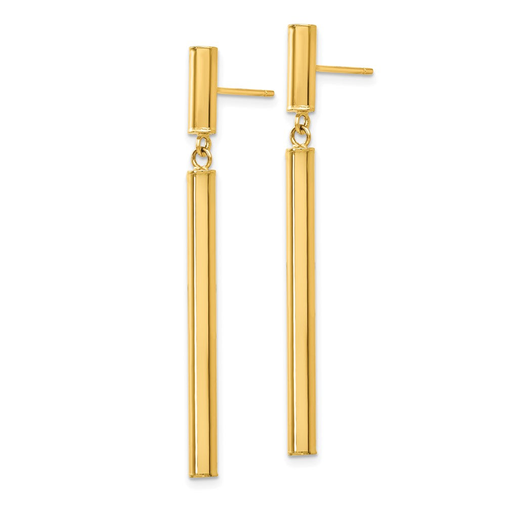 14K Yellow Gold Fancy Dangle Round Tube Earrings