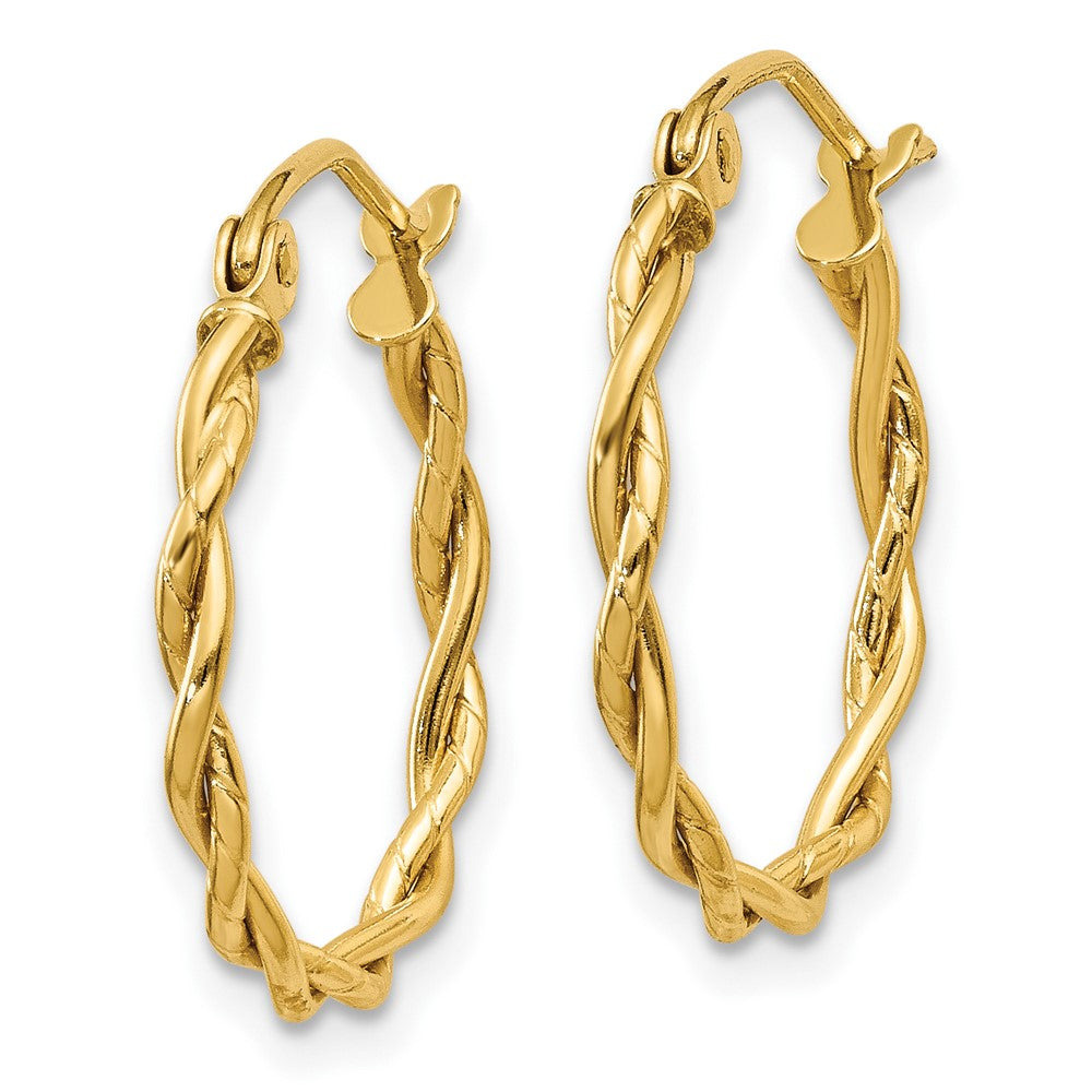 14K Yellow Gold Polished 2.25mm Twisted Hoop Earrings