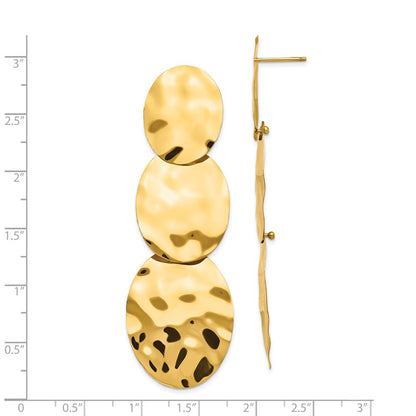 14K Yellow Gold Polished Hammered Dangle Earrings