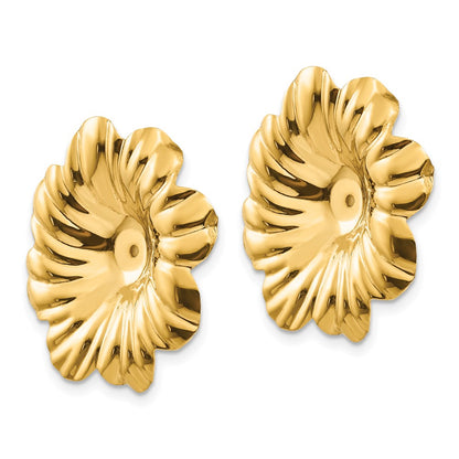 14K Yellow Gold Polished Floral Earring Jackets