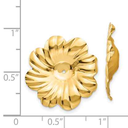 14K Yellow Gold Polished Floral Earring Jackets