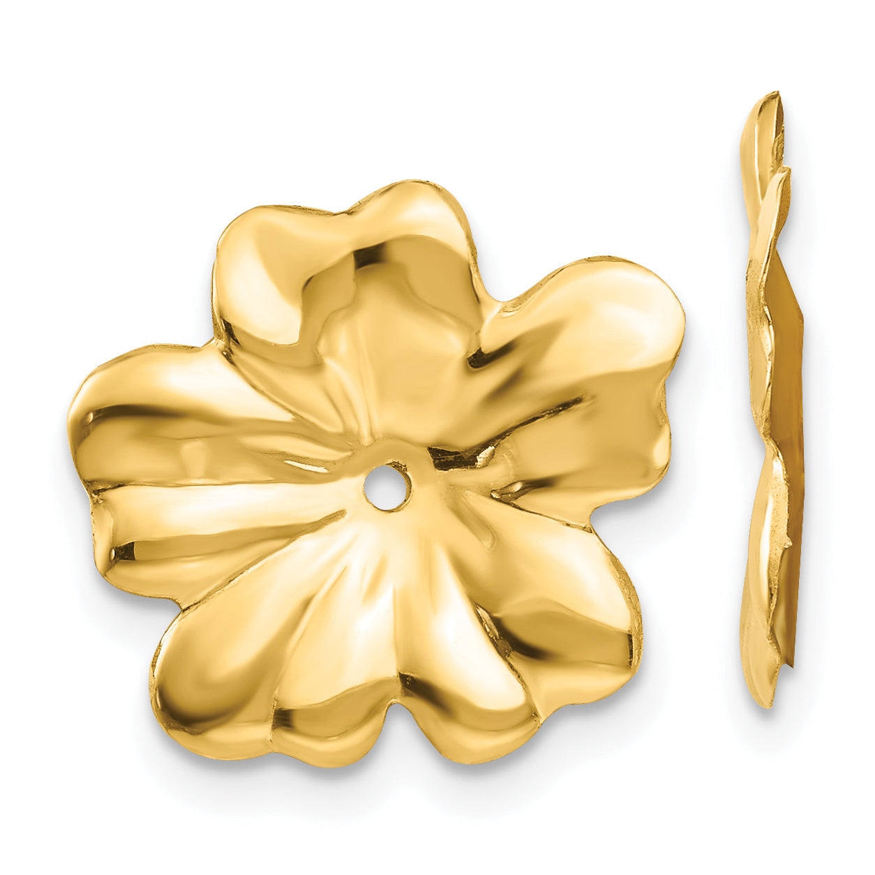 14K Yellow Gold Polished Floral Earring Jackets