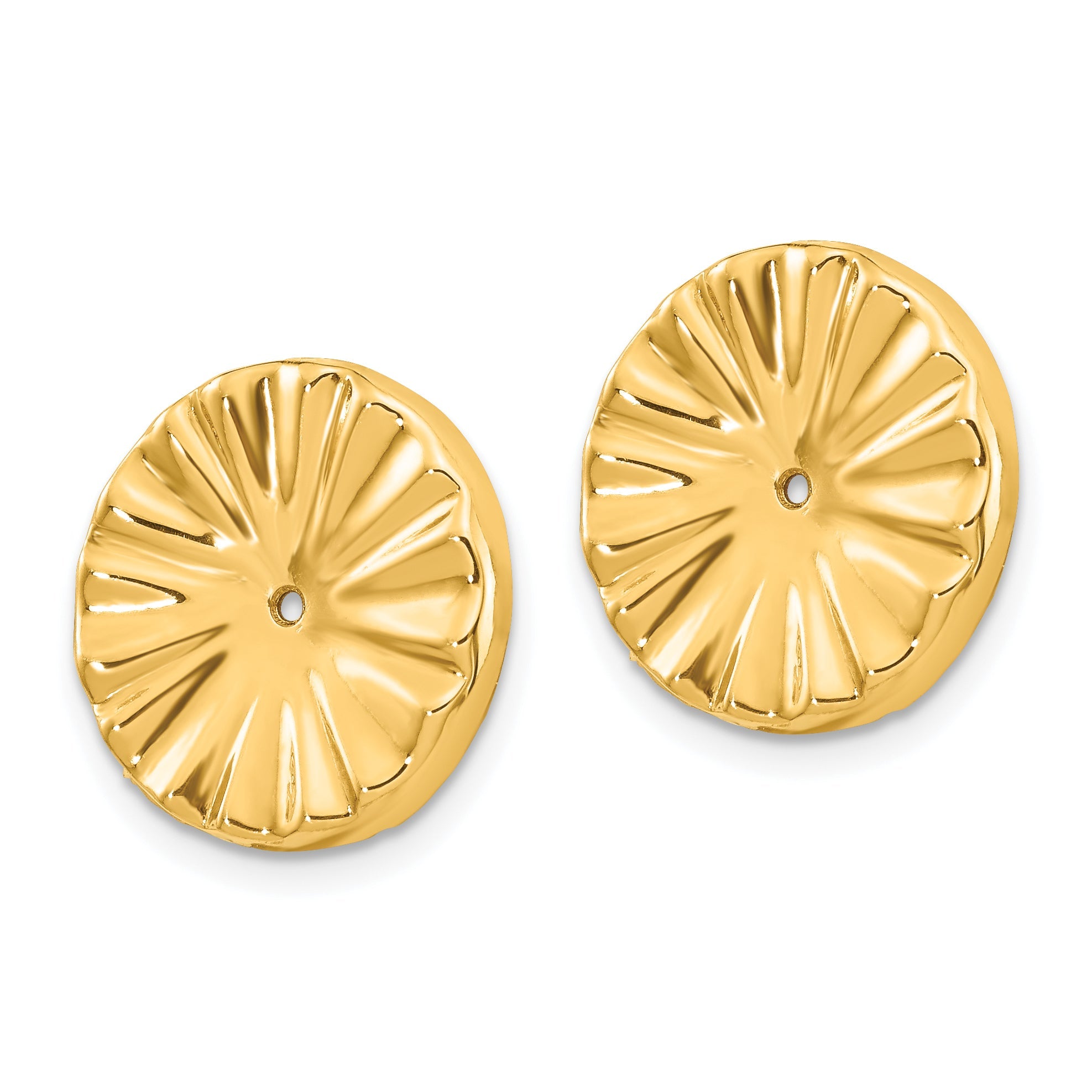 14K Yellow Gold Polished Sunburst Earring Jackets