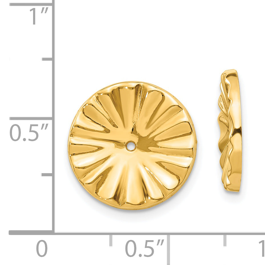 14K Yellow Gold Polished Sunburst Earring Jackets