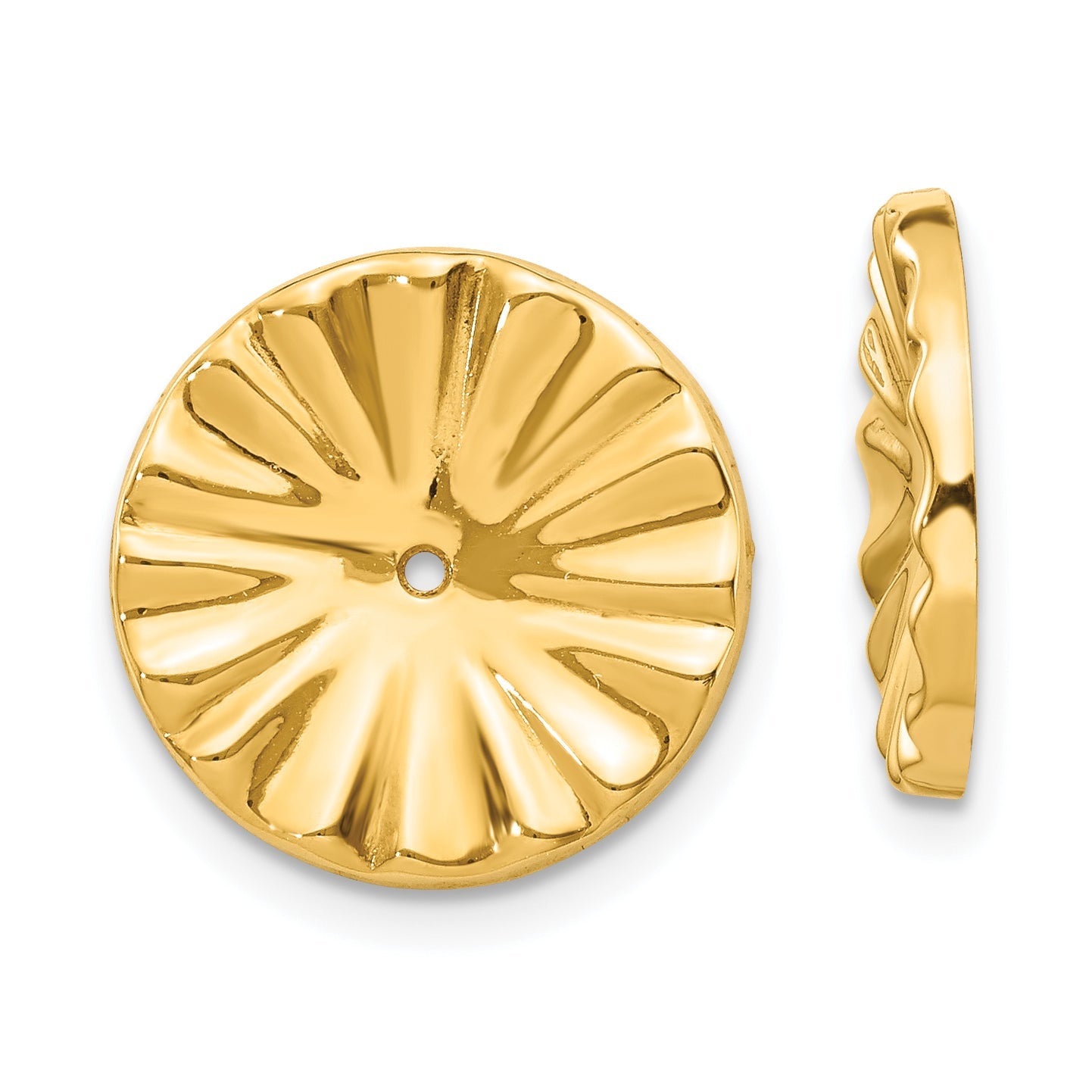 14K Yellow Gold Polished Sunburst Earring Jackets