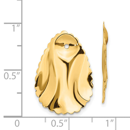 14K Yellow Gold Polished Hammered Oval Earring Jackets