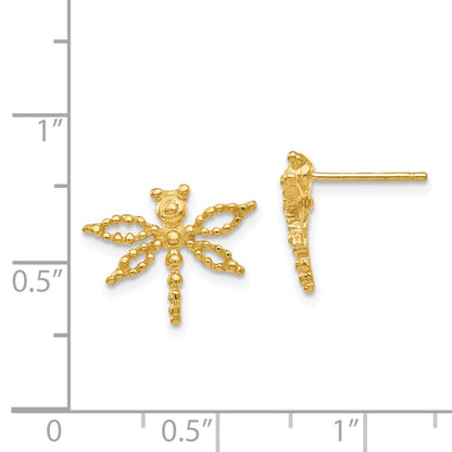 14K Yellow Gold Dragonfly Post Earrings