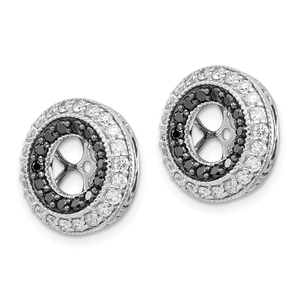 14K White Gold Black And Diamond Earring Jackets