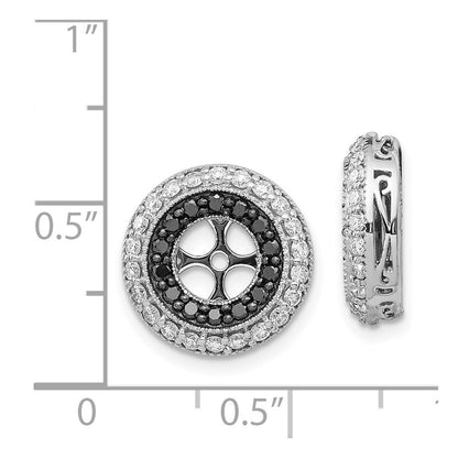 Solid 14k White Gold BlacK and Simulated CZ Earring JacKets