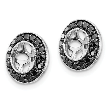 14K White Gold 1/3Ct Black Diamond Earring Jackets