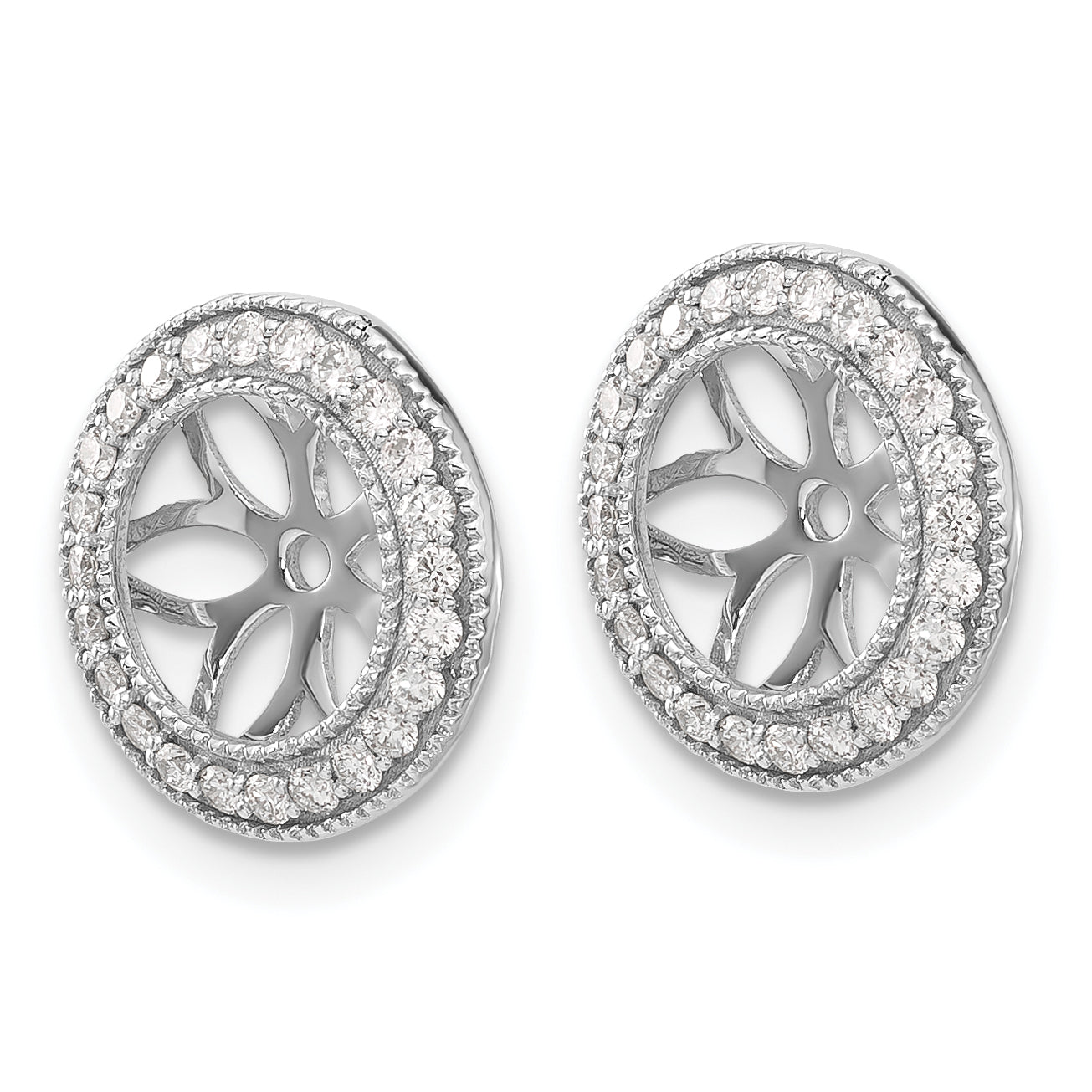 10K White Gold 3/8Ct Diamond Earring Jackets