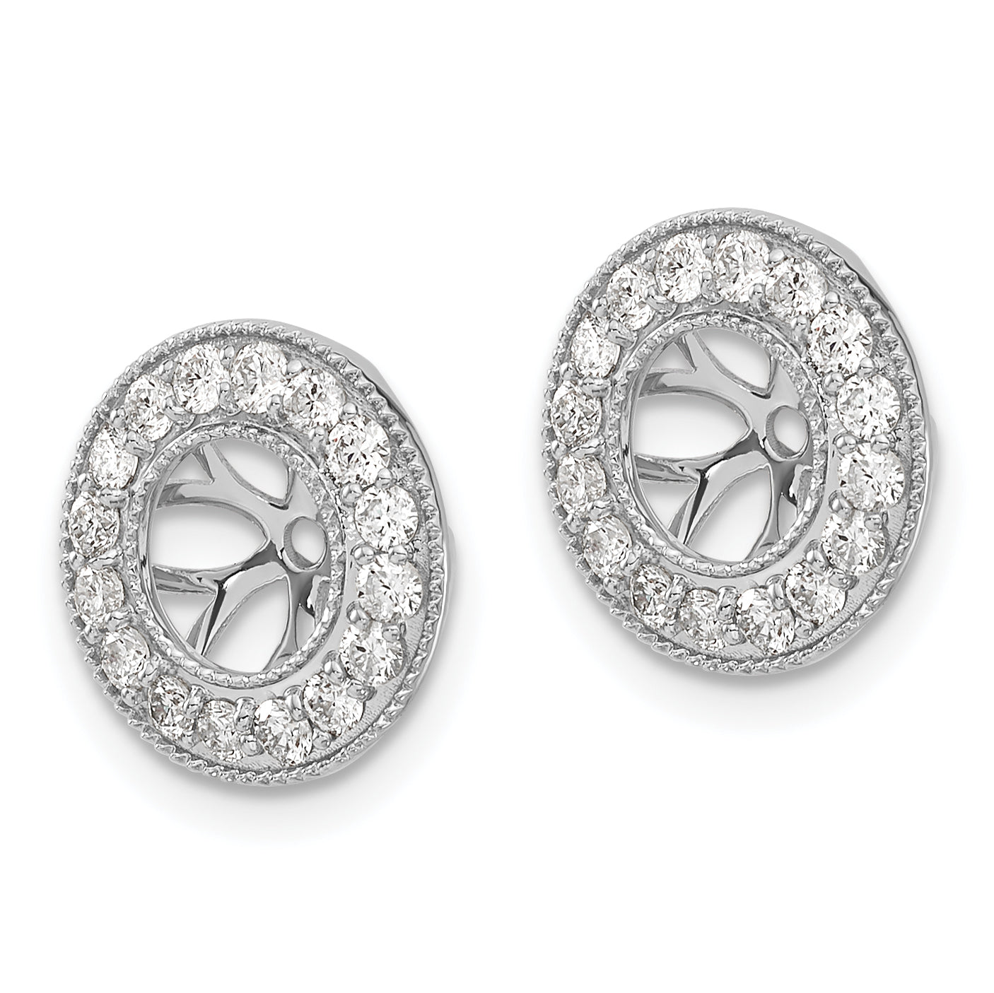 14K White Gold 3/4Ct Diamond Earring Jackets