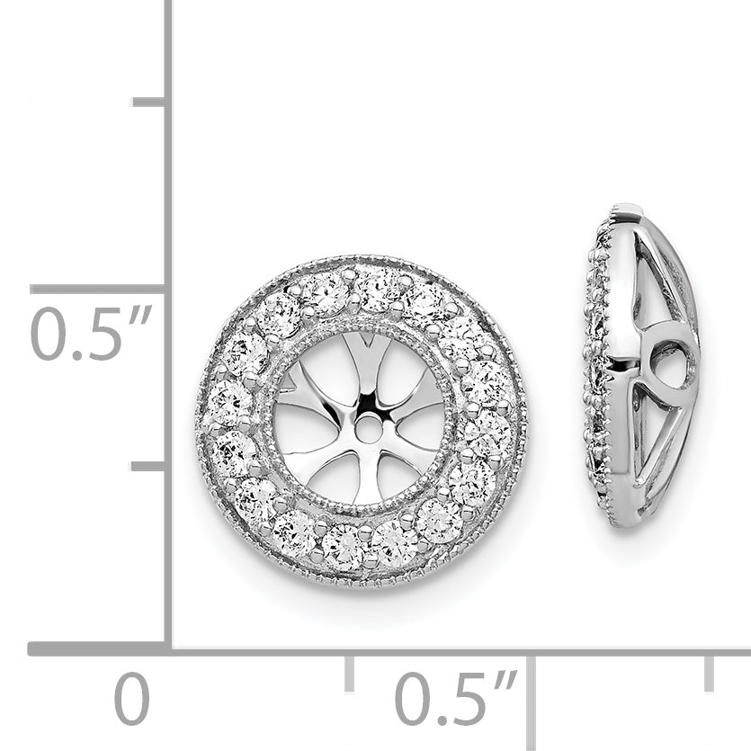 14K White Gold 3/4Ct Diamond Earring Jackets