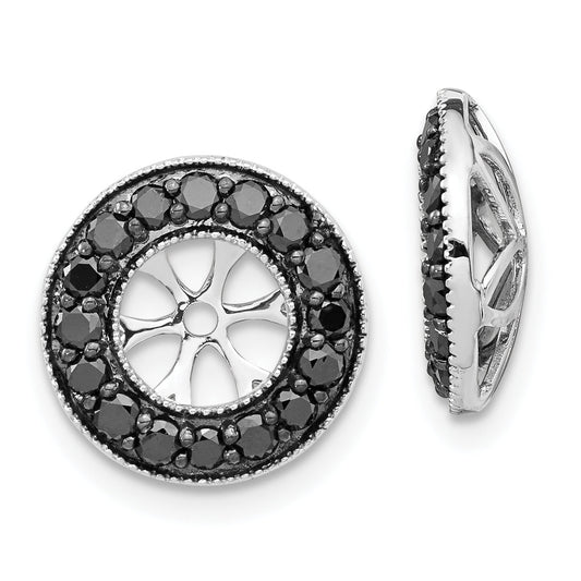 14K White Gold 3/4Ct Black Diamond Earring Jackets