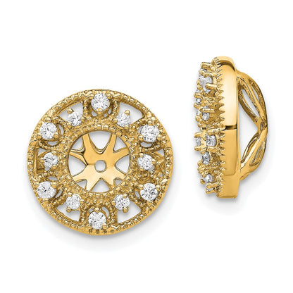 14K Yellow Gold Fancy Diamond Earring Jackets