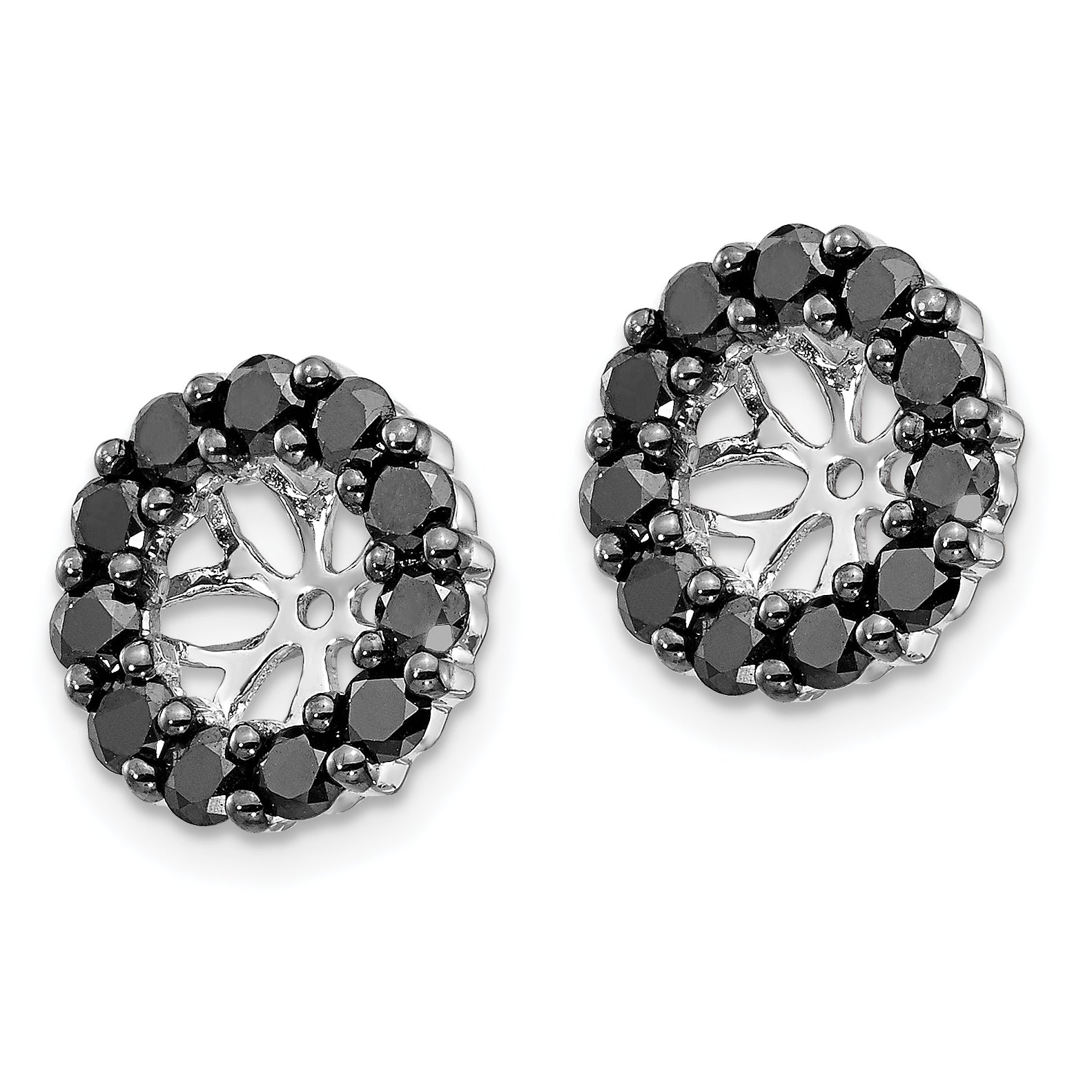 14K White Gold Black Diamond Earring Jackets