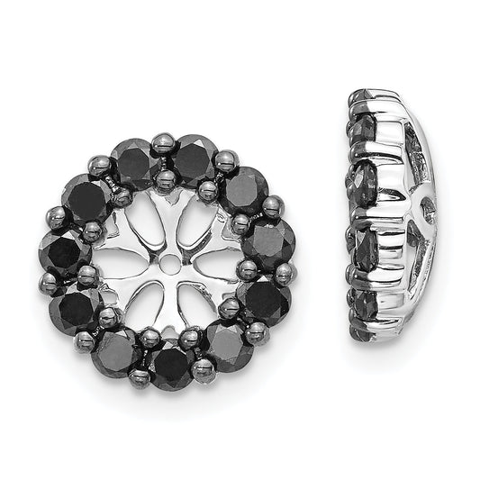 14K White Gold Black Diamond Earring Jackets