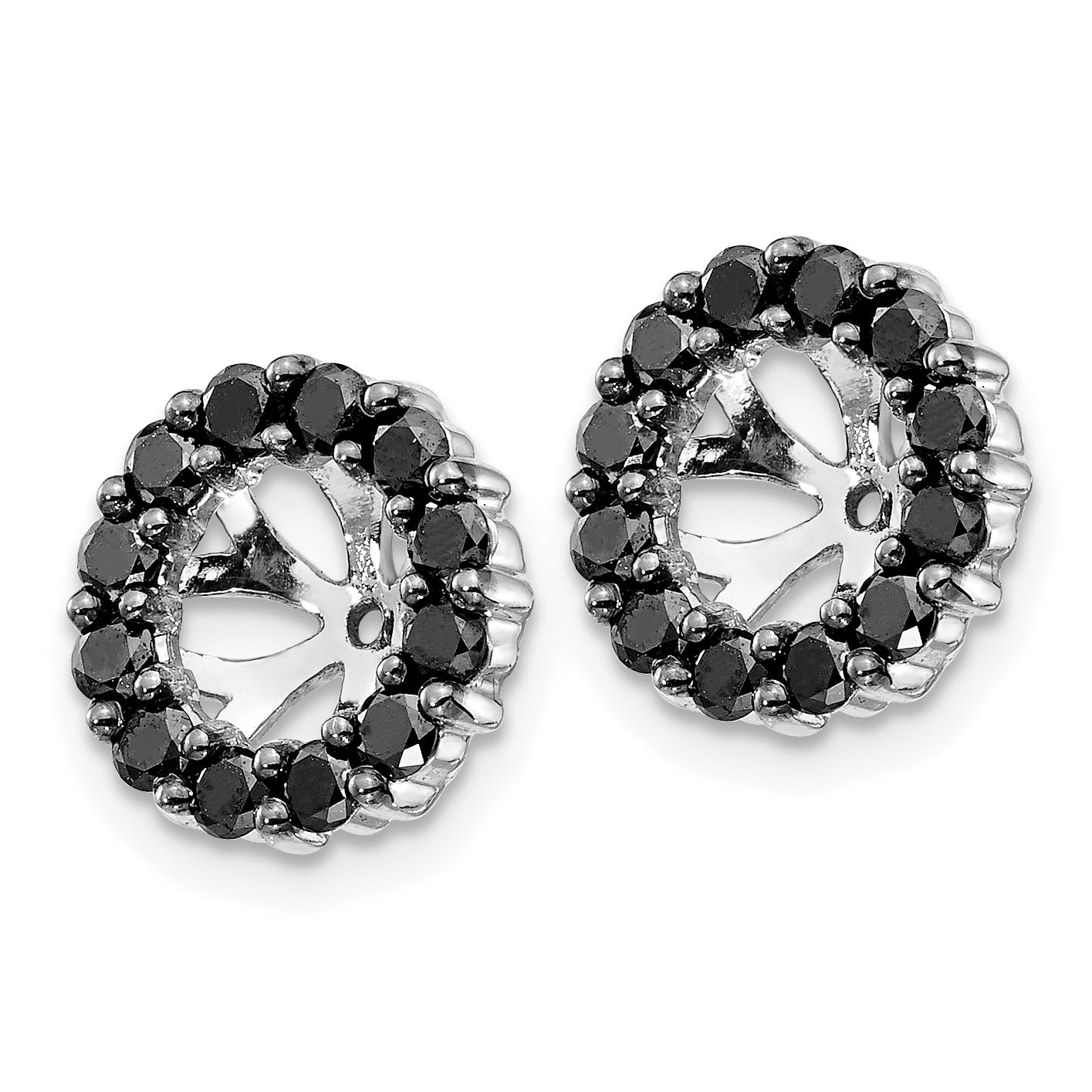 14K White Gold Black Diamond Earring Jackets