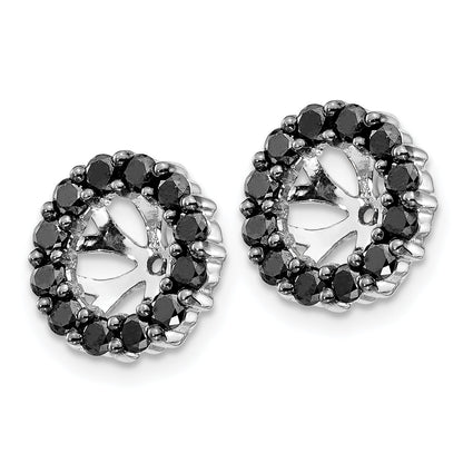 14K White Gold Black Diamond Earring Jackets