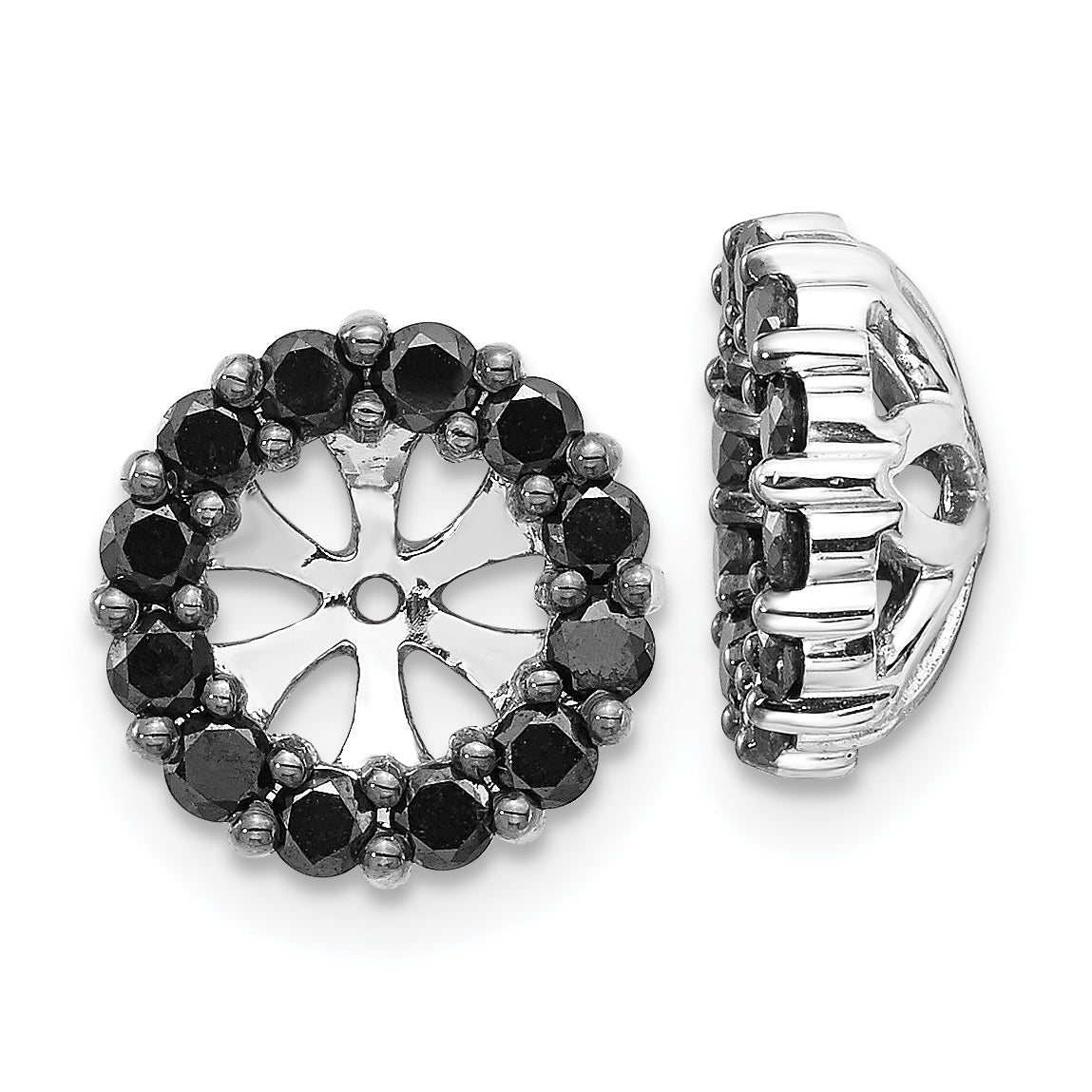 14K White Gold Black Diamond Earring Jackets