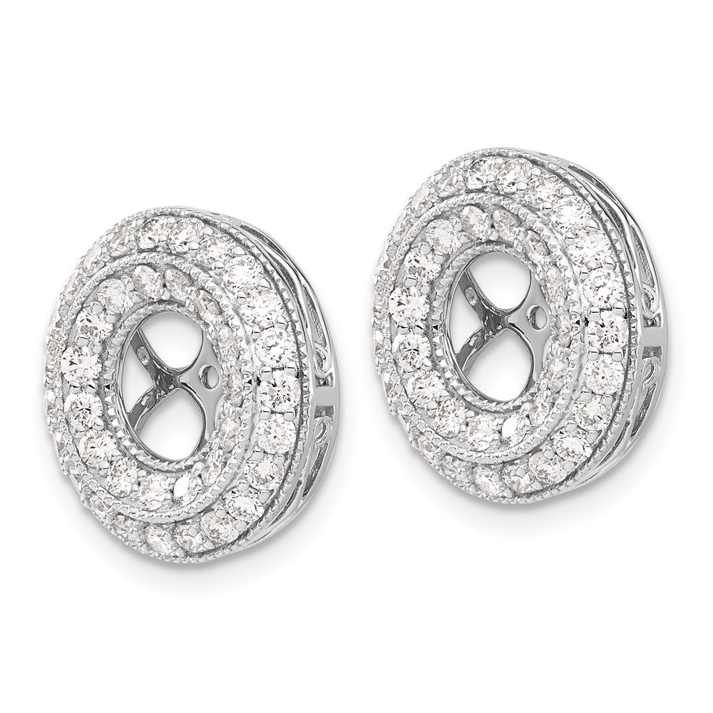 Solid 14k White Gold Fancy Simulated CZ Earring JacKets
