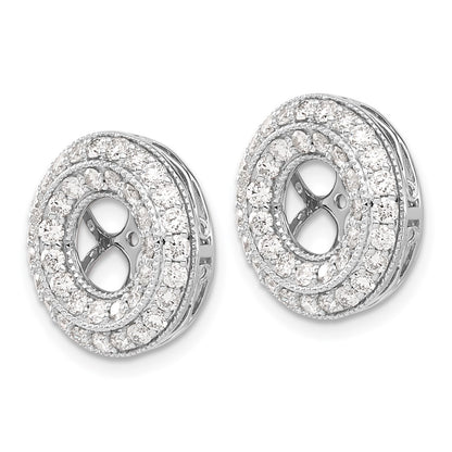 Solid 14k White Gold Fancy Simulated CZ Earring JacKets