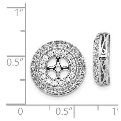 Solid 14k White Gold Fancy Simulated CZ Earring JacKets