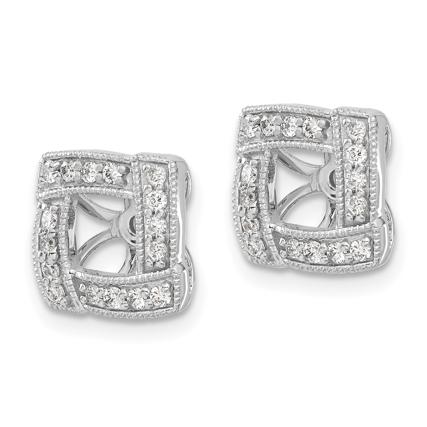 14K White Gold Diamond Square Earring Jackets
