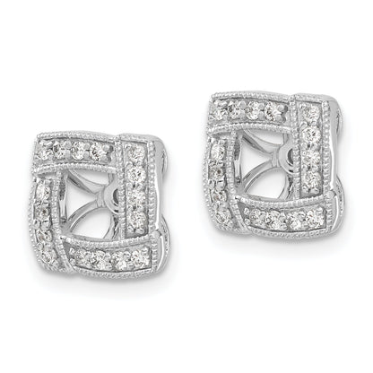 14K White Gold Diamond Square Earring Jackets