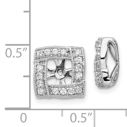 14K White Gold Diamond Square Earring Jackets