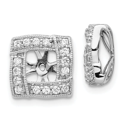 14K White Gold Diamond Square Earring Jackets