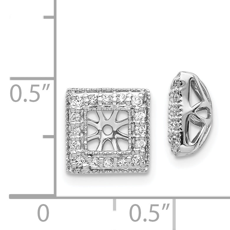 14K White Gold Diamond Square Jacket Earrings